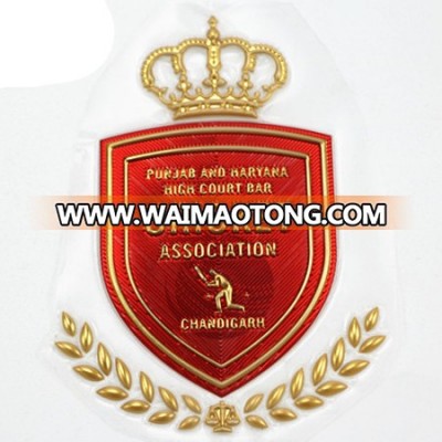 3D emboss metal gold color crown shape tpu patch for sports team